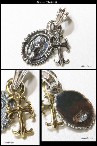 画像2: マリア ビーズ クロス 十字架 ビーズ カスタマイズ/シルバー925 ペンダント マリア ネックレス【メイン】マリアペンダントトップ銀シルバー925 マリア様 【マリア ネックレス】(SILVER925 maria )マリア ネックレス (2)