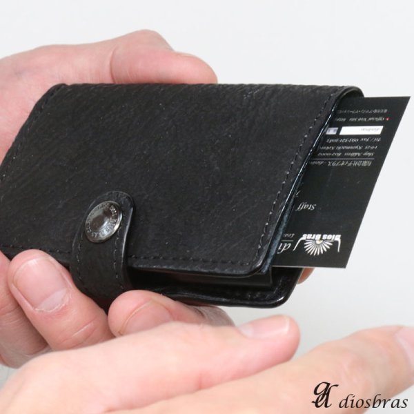 画像2: 名刺入れ スライド アルミニウム スライド 名刺ケース  薄型  イタリアンレザー 本革 牛革 スリム カードホルダー スライド式 メンズ レディース ビジネスカード シャークスキン シャーク サメ革 ガルーシャ ミニマリスト 【メール便送料無料  】 (2)