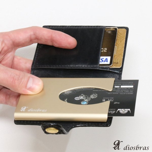 画像12: 名刺入れ スライド アルミニウム スライド 名刺ケース  薄型  イタリアンレザー 本革 牛革 スリム カードホルダー スライド式 メンズ レディース ビジネスカード シャークスキン シャーク サメ革 ガルーシャ ミニマリスト 財布【メール便送料無料  】 (12)