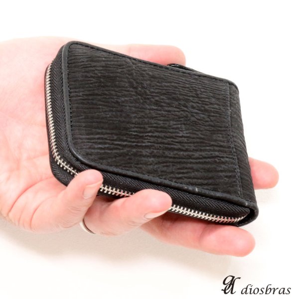 画像2: ミニ財布 ラウンドファスナー小銭入れ コインケース メンズ レディース 本革 シャークスキン サメ革 カードケース 名刺入れ コインケース ショート シンプル ウォレット ラウンド ジッパー 財布 レザーウォレット 牛革 紳士 婦人 プレゼント 鮫革 (2)