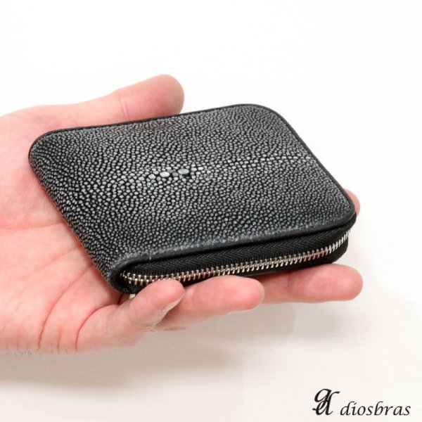 スティングレイ ミニ財布 コインケース 小銭入れ ガルーシャ エイ革 ブラック スティングレイ ミニ財布 ガルーシャ メンズ財布 コインケース