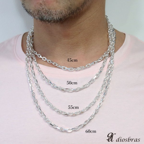 画像4: 【シルバーチェーン】シルバー 2面カット アズキチェーン 長 あずきチェーン 小豆チェーン アンカーチェーン 幅5mm 45cm 50cm 55cm 60cmSILVER  シルバー925チェーン シルバーネックレスチェーン 長あずきチェーン 独自燻し仕上げ オキシダイ (4)