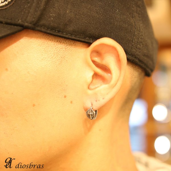 画像3: マリア　リング　フープ スカル　中折れ式　ステンレス　ピアス メンズ レディース 激安ピアス イヤリング アクセサリー【マリア】ステンレス　◇片方ピアス メンズ レディース 13mm (3)