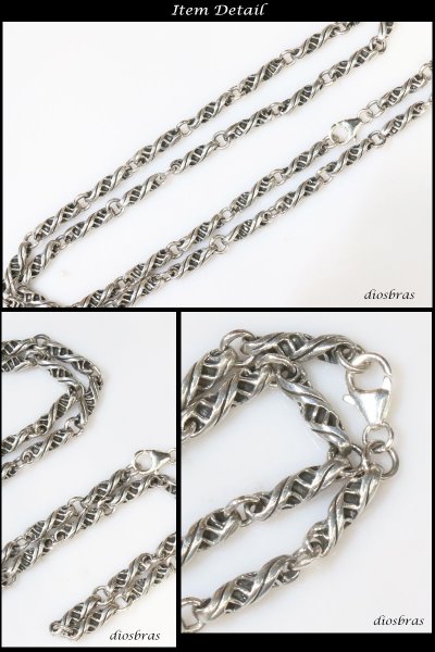 画像2: デザインチェーン　ねじり　ツイスト　ネックレス/チェーン/ネックレスチェーン/メンズ/レディース/シルバーネックレス/シルバー925 デザイン　クラウンネックレスチェーン/シルバー925　50cm 60cm【送料無料】 (2)
