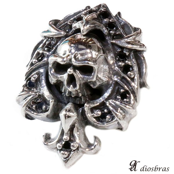 画像2: コンチョ クロス 十字架 ドクロ スカル 髑髏 コンチョ スカルヘッド ジルコニア シルバー925コンチョ 財布 ウォレット スペード メンズ (ネジ式)【diosbras-ディオブラス-】【メール便なら送料無料!!】 (2)