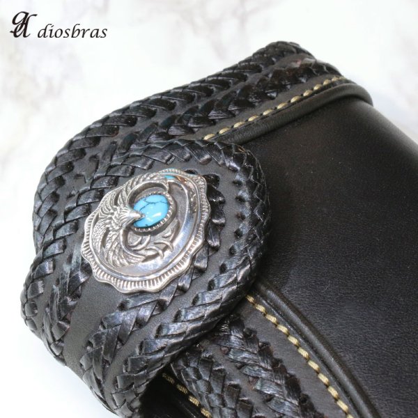 画像3: コンチョ コンチョ ナバホ ターコイズ 太陽神 サンマーク インディアン ネイティブアメリカン ホピ アラベスク イーグル 鷲 トライバル コンチョ シルバー925コンチョ 財布 ウォレット メンズ (ネジ式)【メール便なら送料無料!!】 (3)