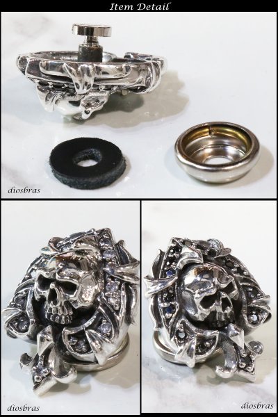 画像4: コンチョ クロス 十字架 ドクロ スカル 髑髏 コンチョ スカルヘッド ジルコニア シルバー925コンチョ 財布 ウォレット スペード メンズ (ネジ式)【diosbras-ディオブラス-】【メール便なら送料無料!!】 (4)