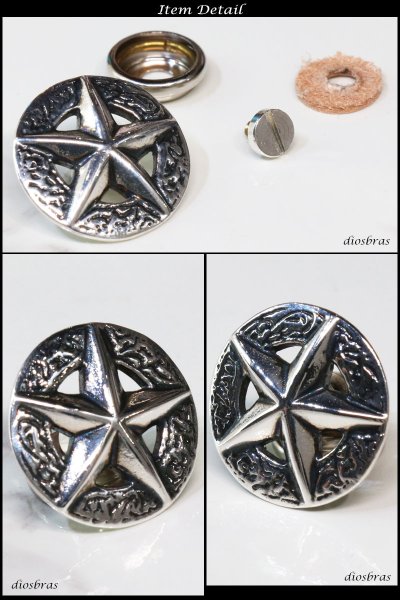 画像2: コンチョ コンチョ ネイティブ スター 星 コイン アラベスク インディアン 【L】 コンチョシルバー925コンチョ ナバホ 財布 ウォレット メンズ (ネジ式)【メール便送料無料!!】 (2)