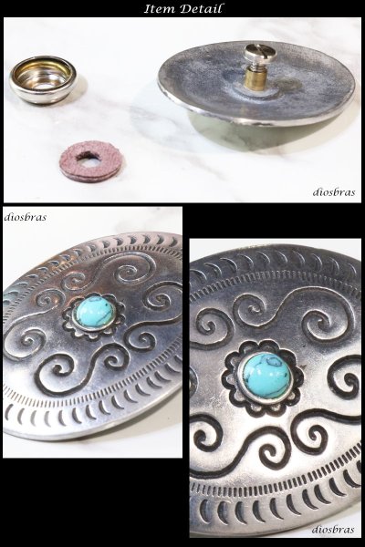 画像2: コンチョ コンチョ ネイティブ　インディアン　ターコイズ　フェザー　イミテーション　【L】　コンチョシルバー９２５コンチョ　ナバホ　財布　ウォレット　メンズ　（ネジ式）【メール便送料無料！！】 (2)