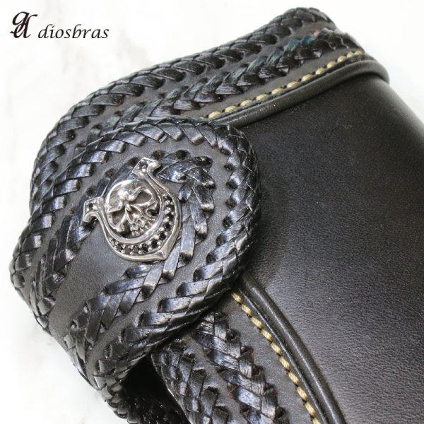 画像3: コンチョ クロス 馬蹄 ホースシュー ドクロ スカル 髑髏 コンチョ スカルヘッド ブラック ジルコニア シルバー925コンチョ 財布 ウォレット スペード メンズ (ネジ式)【diosbras-ディオブラス-】【メール便なら送料無料!!】 (3)