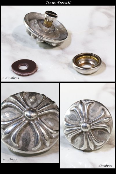 画像2: クロスコンチョ コンチョ 十字架　ゴシック　コイン　クロス【L】　コンチョシルバー９２５コンチョ　ナバホ　財布　ウォレット　メンズ　（ネジ式）【メール便送料無料！！】 (2)