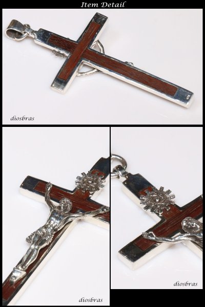画像2: ペンダント　クロス　十字架　ロザリオ　キリスト　ウッド 木製　シルバー925/ペンダント トップ シルバー 925/ネックレス/ ネックレス  メンズ レディース (2)