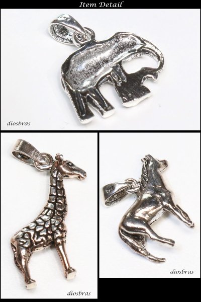 画像3: ミニチュアペンダント 馬 キリン 象 ゾウ エレファント ジラフ ホース シルバー925/ネックレス メンズ レディース【メール便なら送料無料】 (3)