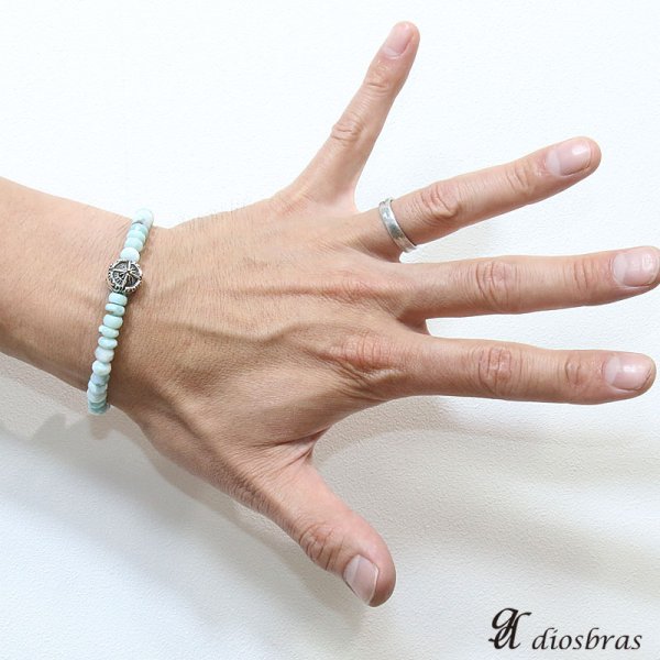 画像2: ラリマー ブレスレット 7mm 馬蹄 ホースシュー フェザー ブレスレット ブレス メンズ ネイティブ /羽/オニキス シルバー925 チェーン メディスンホイール フェザー 6,5mm〜7mm 【diosbras-ディオブラス】【全国送料無料】 (2)