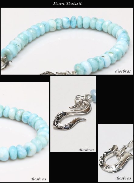 画像4: ラリマー ブレスレット 8mm 馬蹄 ホースシュー フェザー ブレスレット ブレス メンズ ネイティブ /羽/オニキス シルバー925 チェーン メディスンホイール フェザー 8mm〜8,5mm 【diosbras-ディオブラス】【全国送料無料】 (4)