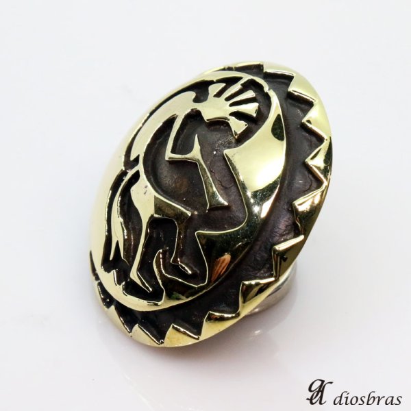 画像2: コンチョ ホピデザイン 【L】 ココペリ インディアン コンチョ ネイティブ ゴールド 金 バイカー シルバー925コンチョ 財布 ウォレット メンズ カスタムパーツ (ネジ式)【メール便送料無料】 (2)