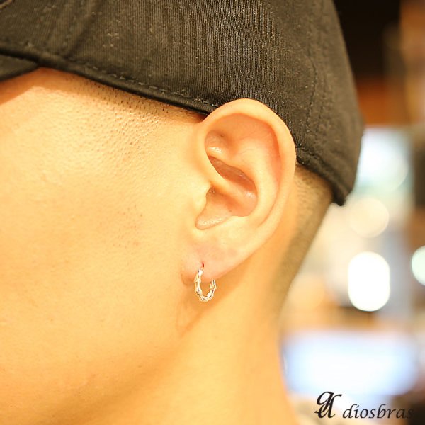 画像3: フープピアス リング シルバー925 ピアス メンズ レディース 激安ピアス イヤリング アクセサリー【フープ】本物シルバー925◇片方ピアス メンズ レディース ボーン 鏡面 ライン 中折れ式 (3)