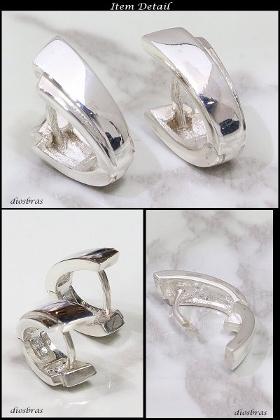 画像2: フープピアスシルバー925 シンプル リング ピアス メンズ レディース 激安ピアス イヤリング アクセサリー【フープ】本物シルバー925◇メンズ レディース 鏡面 ミラー1ペア【2個セット】 (2)