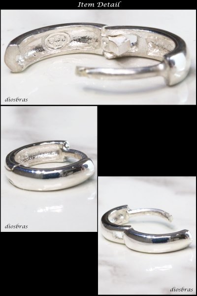 画像2: フープピアス リング シルバー925 ピアス メンズ レディース 激安ピアス イヤリング アクセサリー【フープ】本物シルバー925◇片方ピアス メンズ レディース 鏡面 ライン 中折れ式 (2)