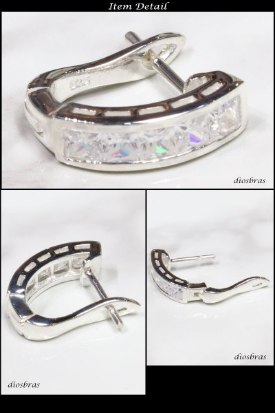 画像2: ジルコニア リング シルバー925 ピアス メンズ レディース 激安ピアス イヤリング アクセサリー【フープ】流線形 本物シルバー925◇片方ピアス メンズ レディース 15.3mm (2)