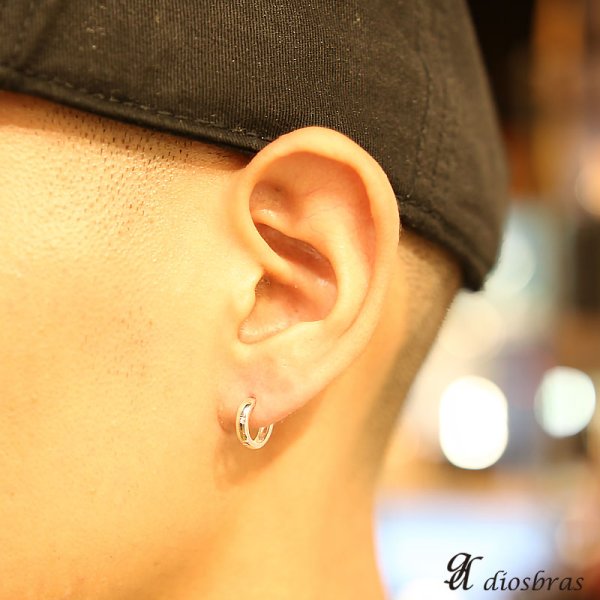 画像3: フープピアス リング シルバー925 ピアス メンズ レディース 激安ピアス イヤリング アクセサリー【フープ】本物シルバー925◇片方ピアス メンズ レディース 鏡面 ライン 中折れ式 (3)