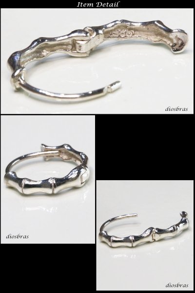 画像2: フープピアス リング シルバー925 ピアス メンズ レディース 激安ピアス イヤリング アクセサリー【フープ】本物シルバー925◇片方ピアス メンズ レディース ボーン 鏡面 ライン 中折れ式 (2)