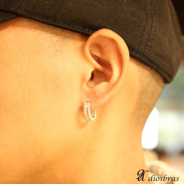 画像3: ジルコニア リング シルバー925 ピアス メンズ レディース 激安ピアス イヤリング アクセサリー【フープ】流線形 本物シルバー925◇片方ピアス メンズ レディース 15.3mm (3)