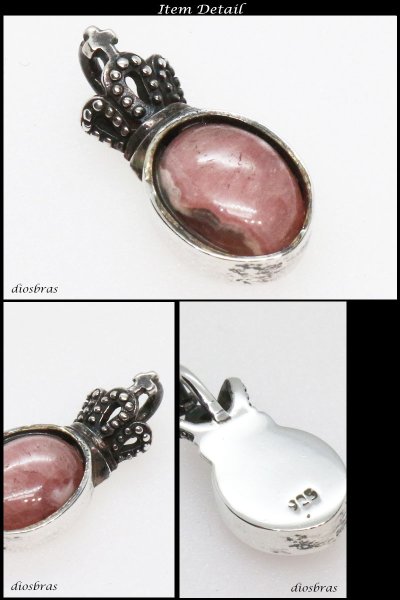 画像2: インカローズ ペンダント オーバル ペンダント トップ ロードクロサイト アラベスク クラウン 王冠 パワーストーン シルバー925/ ネックレス メンズ レディース【メール便なら送料無料】 (2)