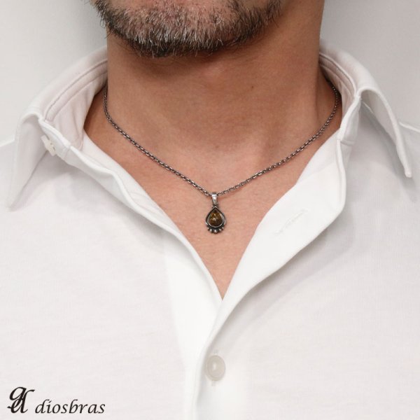 画像3: アンバー 琥珀 ペンダントしずく型 ドロップ【ペンダント トップ】存在感のある琥珀ペンダント ナバホ パワーストーン インディアンジュエリー /シルバー925/フェザーネックレス ネックレス メンズ レディース【メール便なら送料無料】 (3)