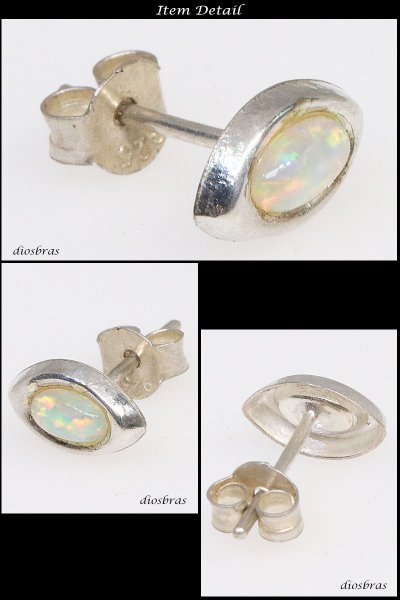 画像2: 【オパール ピアス】イミテーションオパール ワンポイント しずく 雫 ひし形 本物シルバー925/ ピアス 片方 パワーストーン/ピアス片耳・片方販売ピアス メンズ レディース イヤリング (2)
