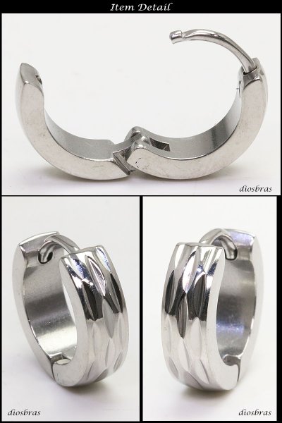 画像2: ステンレス フープピアス シルバー 金属アレルギー対応 メタル素材 ゴールド 金 シンプル 小さめ フープ ループ リング 輪っか ピアス アクセサリー メンズ レディース 中折れ式 13mm 光沢 カッティング エッジ ポリッシング 【メール便なら送料無料】 (2)