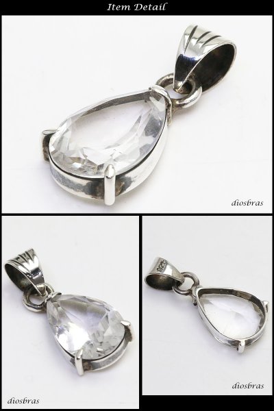 画像2: 水晶 クリスタル ブリリアントカット 雫 しずく ドロップ ペンダント トップ シルバー925ペンダント/ペンダント トップ シルバー 925/ネックレス/ ネックレス メンズ レディース【メール便なら送料無料】 (2)