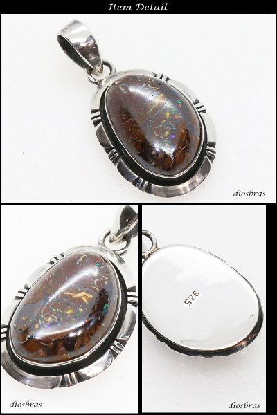 画像2: 【diosbras-ディオブラス-】一点物ボルダー  オパール 中サイズ ペンダント ネックレス OPAL オーストラリア原産 原石カット【メール便送料無料】 (2)