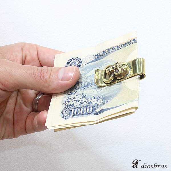 画像2: マネークリップ ゴールド プレーン 金 マネークリップ 財布マネークリップ スカル リング 髑髏 骸骨 ゴールド プレーン 金 マネークリップ 財布 シンプル ジュエリー ウォレット マネークリップ  メンズ レディース 男女兼用 メダル シルバー925【メール便送料無料】 (2)