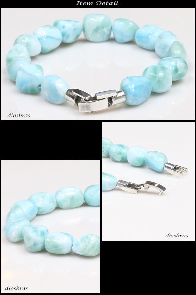 画像3: AA ラリマー 超希少平玉　ラリマー　数量限定　ドミニカ共和国産　８，５ｍｍ〜９，５ｍｍ玉　さざれ石　スターシェイプカット　数珠 シルバー９２５留め具【パワーストーン】【お数珠】【念珠】【天然石ブレス】【【風水グッズ 】【開運アイテム】【お守り】 (3)