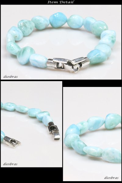 画像3: AA ラリマー 超希少平玉 ラリマー 数量限定 ドミニカ共和国産 8mm〜9,5mm玉 さざれ石 スターシェイプカット 数珠 シルバー925留め具【パワーストーン】【お数珠】【念珠】【天然石ブレス】【【風水グッズ 】【開運アイテム】【お守り】 (3)