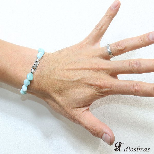 画像4: AA ラリマー 超希少平玉 ラリマー 数量限定 ドミニカ共和国産 8mm〜9,5mm玉 さざれ石 スターシェイプカット 数珠 シルバー925留め具【パワーストーン】【お数珠】【念珠】【天然石ブレス】【【風水グッズ 】【開運アイテム】【お守り】 (4)