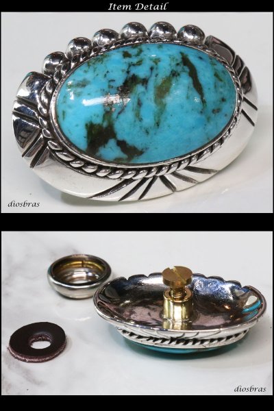 画像2: コンチョ アラベスク　コンチョ　フェザー　羽根　ターコイズ　インディアン　ネイティブアメリカン　ホピ　アラベスク　トライバル　シルバー９２５コンチョ　財布　ウォレット　メンズ　（ネジ式）【diosbras-ディオブラス-】【送料無料！！】 (2)