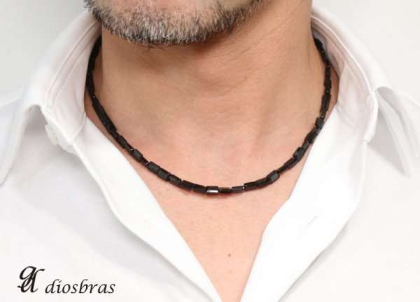 画像2: ネックレス ハイグレード 最上級 オニキス スクエアエッジカット 馬蹄 ホースシュー フェザー ネックレス メンズ ネイティブ /羽/オニキス シルバー925 チェーン メディスンホイール フェザー 4.5mm〜5mm【diosbras-ディオブラス】 (2)