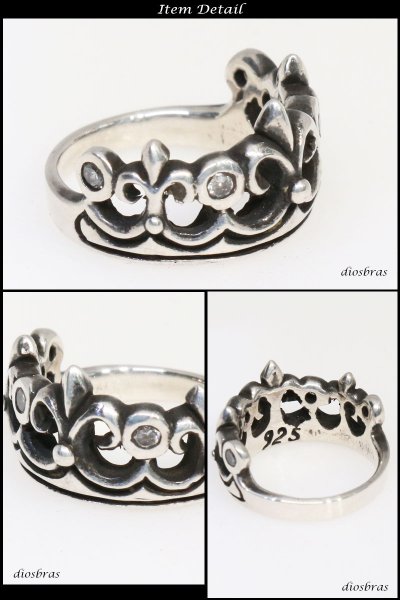 画像2: 【シルバーリング】【シルバーアクセサリー】 王冠 クラウン ジルコニア ピンキーリング レディース メンズ シルバーリング 指輪 シルバー925 メンズアクセサリー (2)
