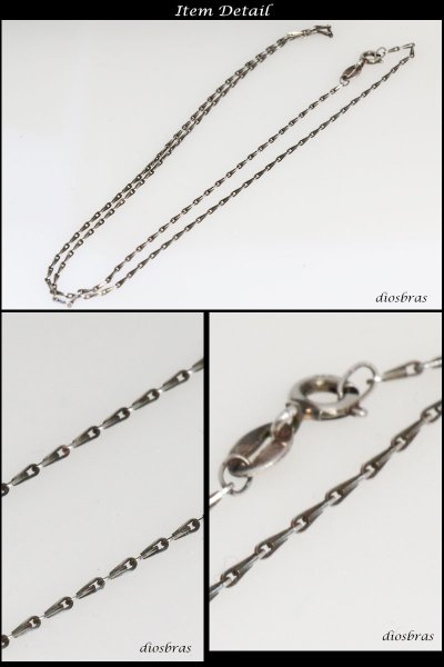画像2: 【シルバーチェーン】シルバー ドロップ型　チェーン　マリンチェーン マリーン 幅1,5mm 45cm ネックレス チェーン シルバー925  あずき　小豆チェーン【ギフト】 シルバー925チェーン シルバーネックレスチェーン　ハンドメイド　独自燻し仕上げ　オキシダイ (2)