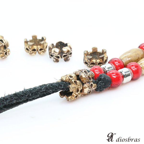 画像4: ビーズ/シルバー/ブラス 真鍮製/ビーズ/アクセサリー/ハンドメイド/パーツ/スカル ハンド 骸骨 髑髏 ドクロ クロス 十字架 トリプルクラウン ゴシック アラベスク 縦6.3mm 直径10.2mm 穴径6.7mm 【メール便全国送料無料】 (4)