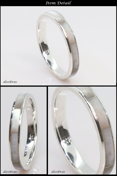 画像2: 【シルバーリング】【リング】【シルバーアクセサリー】シェル 白蝶貝　白リング メンズ 指輪 シルバー925　メンズ レディース スリム　シンプル【メール便なら全国送料無料】 (2)