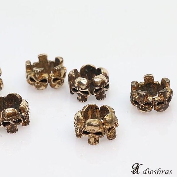 画像3: ビーズ/シルバー/ブラス 真鍮製/ビーズ/アクセサリー/ハンドメイド/パーツ/スカル ハンド 骸骨 髑髏 ドクロ クロス 十字架 トリプルクラウン ゴシック アラベスク 縦6.3mm 直径10.2mm 穴径6.7mm 【メール便全国送料無料】 (3)