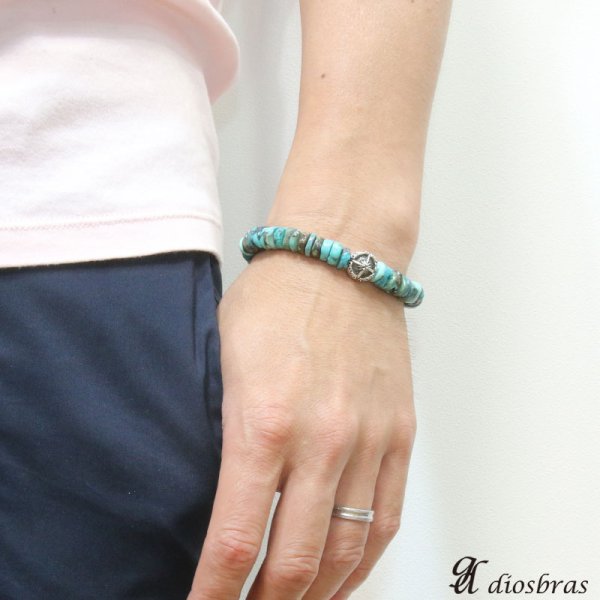 画像5: 【diosbras-ディオブラス】ターコイズ 馬蹄 ホースシュー フェザー ブレスレット ブレス メンズ ネイティブ /羽/ターコイズ/オニキス シルバー925 チェーン  太陽神 サンマーク アラベスク メディスンホイール フェザー (5)