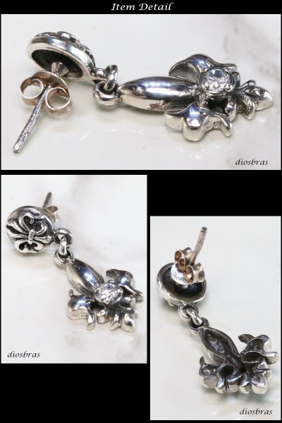 画像2: 【メンズピアス】ピアス【シルバーアクセサリー】【シルバーピアス】ドロップピアス レディース ●バラ売り(片耳のみ)■シャープでキレイめハードな横顔に!ジルコニア【 メンズ|アクセサリー|ピアス|クロス・十字架|フレア・リリー・百合・ユリの紋章|ナイフ|剣 】 (2)