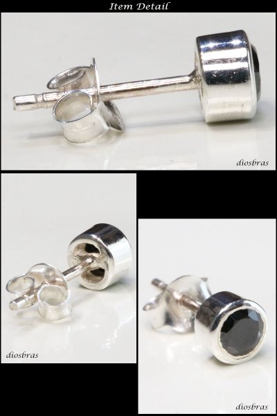 画像2: 【ジルコニア ピアス】ブラックジルコニア　黒　本物シルバー925/　ピアス 片方 パワーストーン/ピアス片耳・片方販売ピアス メンズ レディース 5mm ≪メール便送料無料≫ (2)