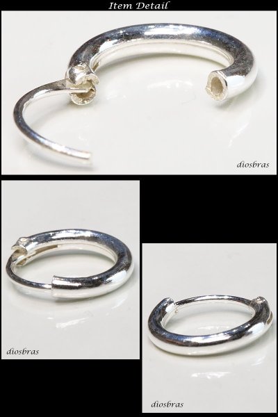 画像2: フープピアス  リング シルバー925 ピアス メンズ レディース 激安ピアス イヤリング アクセサリー【フープ】本物シルバー925◇片方ピアス メンズ レディース 鏡面 8mm (2)