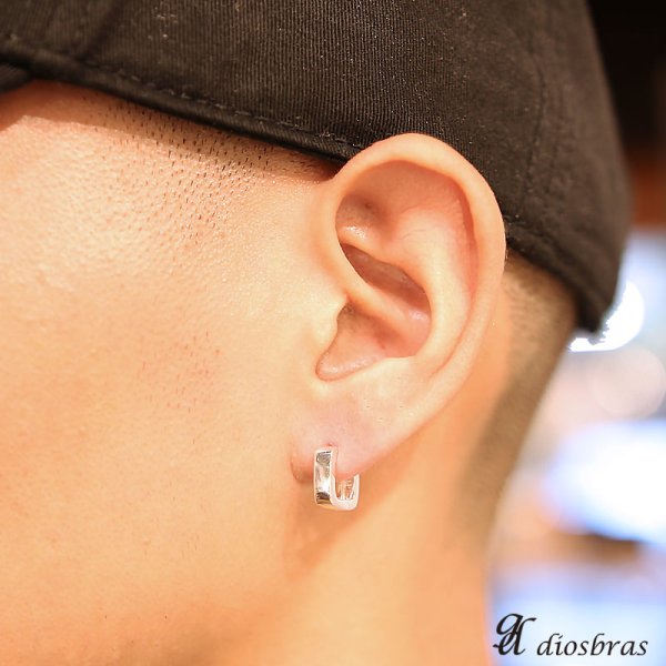 画像3: フープピアス リング シルバー925 ピアス メンズ レディース 激安ピアス イヤリング アクセサリー【フープ】本物シルバー925◇片方ピアス メンズ レディース 鏡面 ライン スクエア 四角 オーバル 中折れ式 (3)