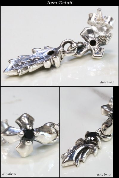 画像2: 【メンズピアス】ドロップピアス【シルバーアクセサリー】【シルバーピアス】 アラベスク ドロップピアス ●単品売り(片耳)■シャープでキレイな横顔に!【レディース メンズ|アクセサリー|ピアス|クロス・十字架|フレア・ 】 (2)